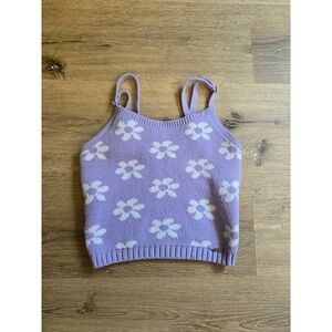 Hollister Lavender Daisy Floral Knit Cami Crop Top XS